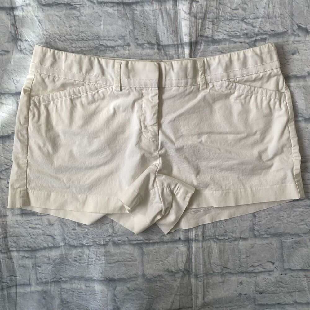 Express Design Studio editor women 10 cotton blend white chino shorts